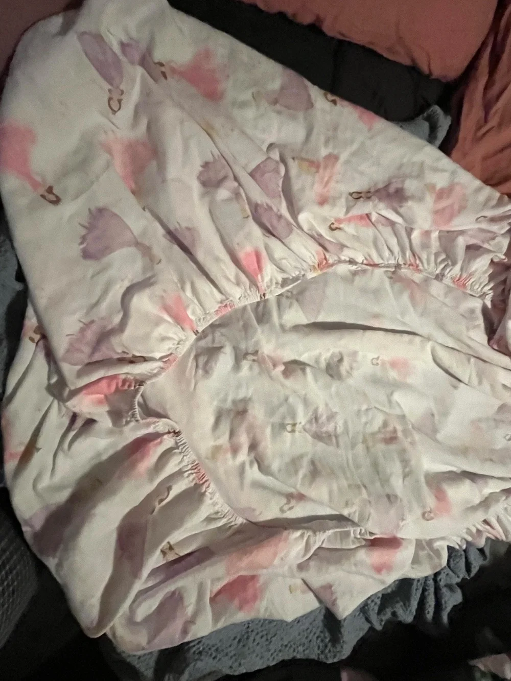 Nicole Miller ~ Princess Fitted Sheet - Pink and White and Purple~twin